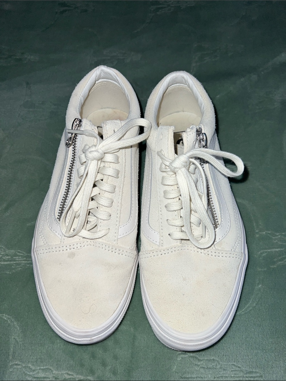 Vans White Low-Top Sneakers with Side Zippers